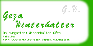 geza winterhalter business card